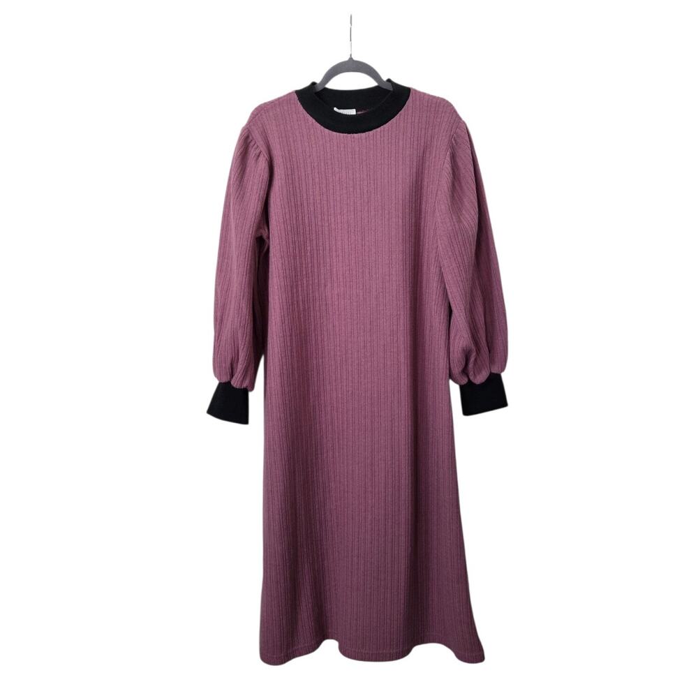 Ghospell NWT Oversized Rose Pink Chunky Balloon Sleeve Midi Sweater Dress Small
